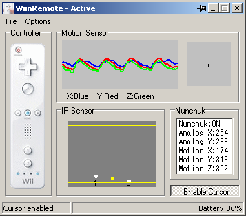 WiinRemote: Program for using Wii Remote on Windows PC