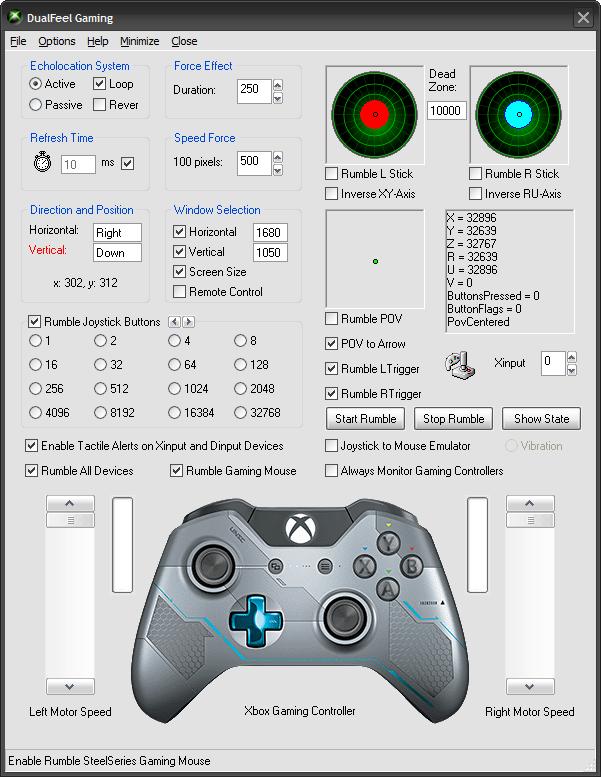 Tactile Alerts on Xinput Devices (TONAR Joystick Data) 